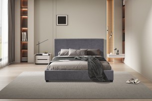 Lit 'Roma' 140x200 avec sommier Tissu Gris