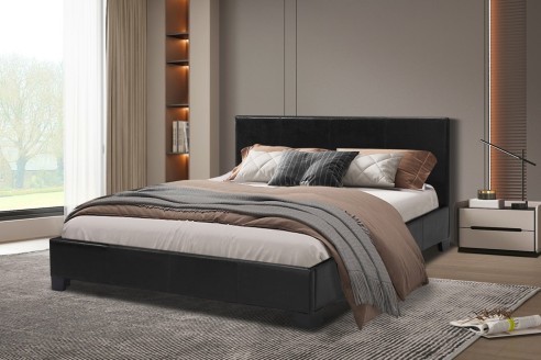 Lit 'Roma' 160x200 avec sommier PU Noir
