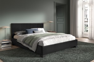 Lit 'Roma' 160x200 avec sommier PU Noir