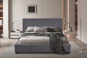 Lit 'Roma' 160x200 avec sommier Tissu Gris
