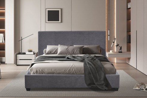 Lit 'Roma' 160x200 avec sommier Tissu Gris