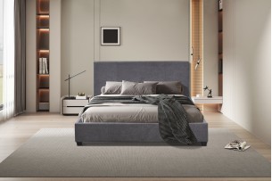 Lit 'Roma' 160x200 avec sommier Tissu Gris