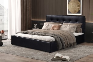 Lit Coffre 'Porto' 160x200 avec sommier PU Noir