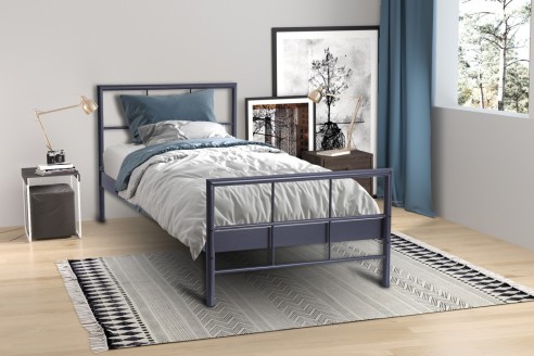 Lit 'Davy' 90x200 Métal Gris foncé