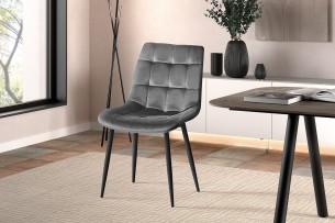 Chaise 'Juta' Velours Gris foncé