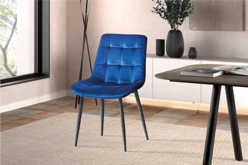 Chaise 'Juta' Velours Bleu