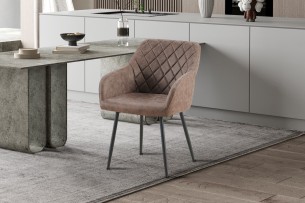 Chaise 'Peron' PU Micro fibre Brun