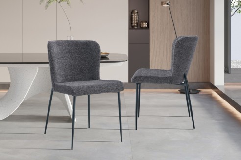 Chaise 'Lisa' Tissu Fabb Raven 13 Gris foncé