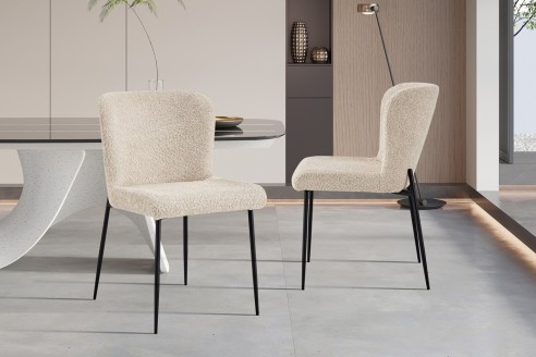 Chaise 'Lisa' Bouclé Beige