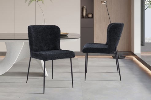 Chaise 'Lisa' Bouclé Gris Foncé