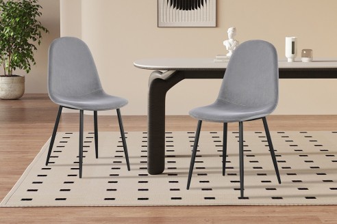 Chaise 'Boy' Velours Gris