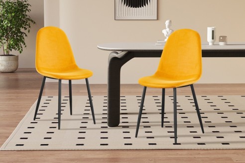 Chaise 'Boy' Velours Jaune