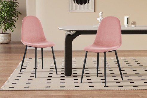 Chaise 'Boy' Velours Rose