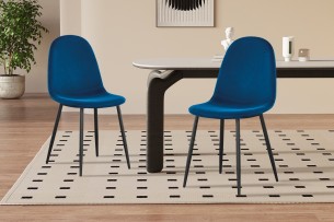 Chaise 'Boy' Velours Bleu foncé