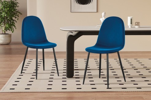 Chaise 'Boy' Velours Bleu foncé