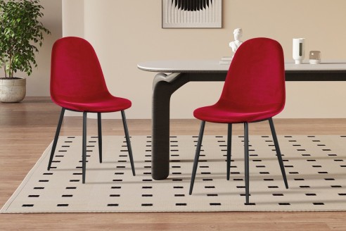 Chaise 'Boy' Velours Bordeaux