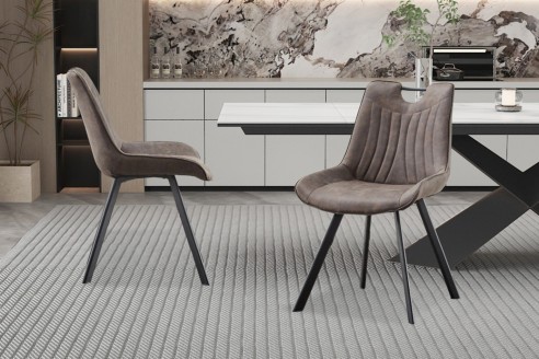Chaise 'Pablo' PU Micro fibre Gris Foncé