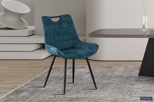 Chaise 'Nina' Velours Petrol