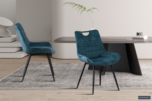 Chaise 'Nina' Velours Petrol