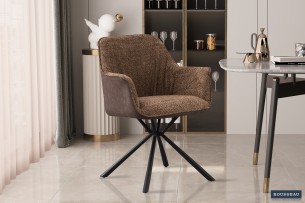 Chaise 'Lucie' Bouclé Sable Dos PU Brun