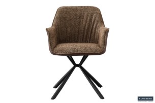 Chaise 'Lucie' Bouclé Sable Dos PU Brun