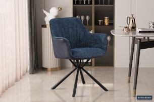 Chaise 'Lucie' Bouclé Bleu Dos PU Bleu