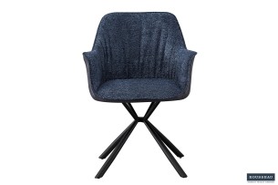Chaise 'Lucie' Bouclé Bleu Dos PU Bleu