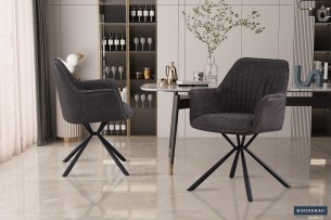 Chaise 'Lucie' Bouclé Gris Dos PU Gris clair