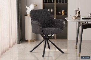 Chaise 'Lucie' Bouclé Gris Dos PU Gris clair