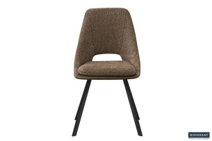 Chaise 'Filou' Bouclé Sable Dos PU Brun