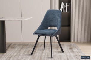 Chaise 'Filou' Bouclé Bleu Dos PU Bleu