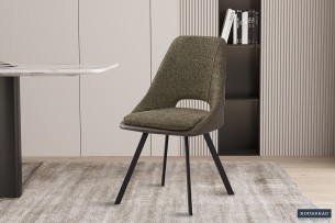 Chaise 'Filou' Bouclé Vert Dos PU Vert foncé