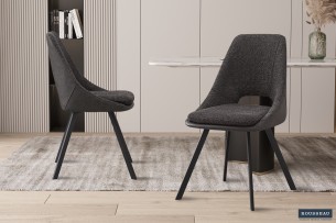 Chaise 'Filou' Bouclé Gris Dos PU Gris clair