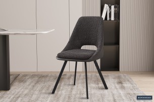 Chaise 'Filou' Bouclé Gris Dos PU Gris clair