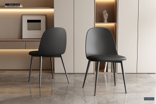 Chaise 'Jasmin' Assise PP Coussin PU Noir