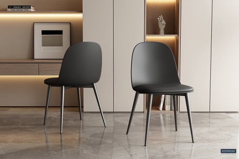 Chaise 'Jasmin' Assise PP Coussin PU Noir