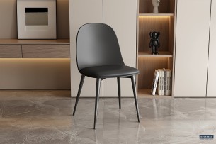 Chaise 'Jasmin' Assise PP Coussin PU Noir
