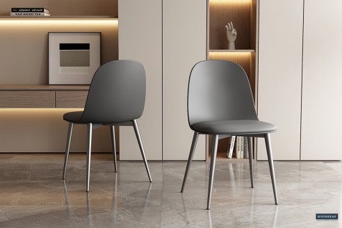 Chaise 'Jasmin' Assise PP Coussin PU Gris