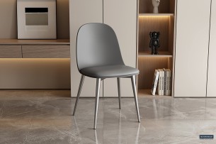 Chaise 'Jasmin' Assise PP Coussin PU Gris