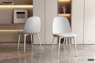 Chaise 'Jasmin' Assise PP Coussin PU Blanc