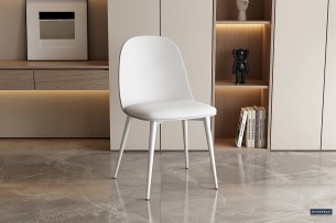 Chaise 'Jasmin' Assise PP Coussin PU Blanc
