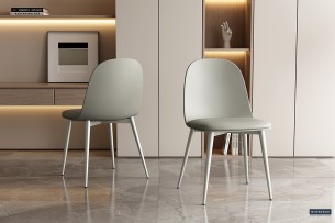 Chaise 'Jasmin' Assise PP Coussin PU Gris-vert
