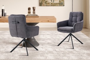 Chaise 'Luna' Pivotant à 0 Corduroy Fabb Hyper 16 Gris