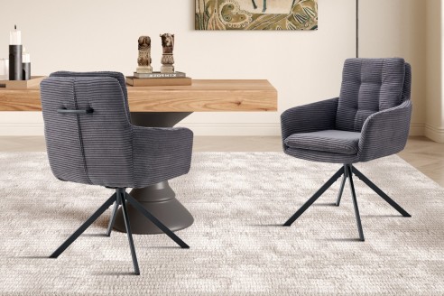 Chaise 'Luna' Pivotant à 0 Corduroy Fabb Hyper 16 Gris