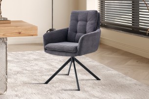 Chaise 'Luna' Pivotant à 0 Corduroy Fabb Hyper 16 Gris