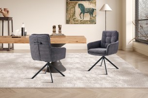 Chaise 'Luna' Pivotant à 0 Corduroy Fabb Hyper 16 Gris
