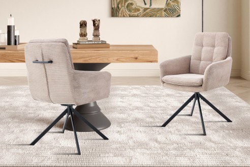 Chaise 'Luna' Pivotant à 0 Corduroy Fabb Hyper 38 Sable