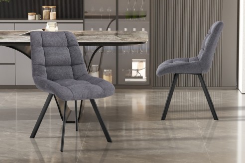 Chaise 'Lizzy' Tissu Ote Share 456 Gris foncé