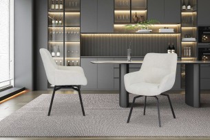Chaise 'Modest' Pivotant Tissu Fabb Raven 22 Ecru