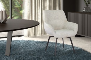 Chaise 'Modest' Pivotant Tissu Fabb Raven 22 Ecru